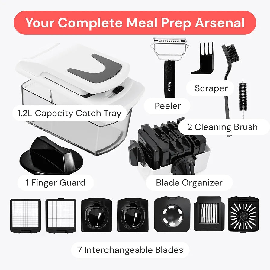 FullStar Vegetable and Onion Chopper – Professional Food Chopper, Spiralizer, Dicer, 4-in-1, White
