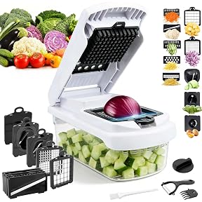 FullStar Vegetable and Onion Chopper – Professional Food Chopper, Spiralizer, Dicer, 4-in-1, White